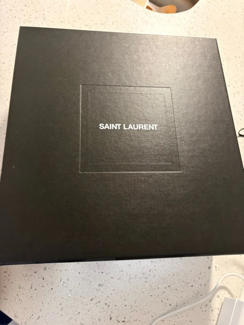 Saint Laurent Black Leather Sandal with Gold YSL Logo - Picture 6 of 7